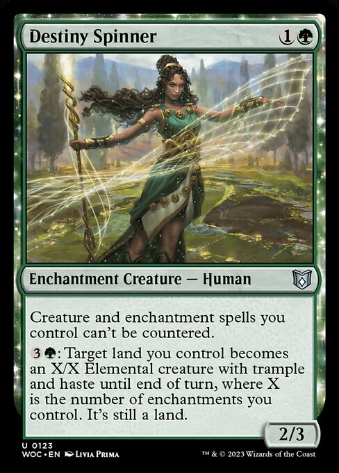 Destiny Spinner card from the Wilds of Eldraine Commander set