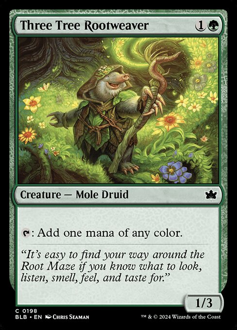 Three Tree Rootweaver card from the Bloomburrow set