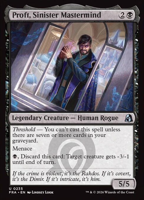 CAD Proft, Sinister Mastermind card from the Reality Fracture set