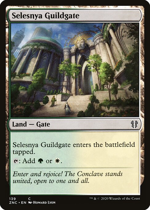Selesnya Guildgate card from the Zendikar Rising Commander set