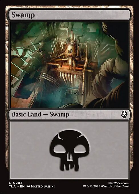 Foil Swamp card from the Avatar: The Last Airbender set