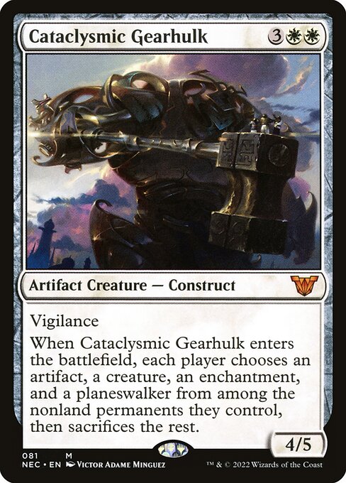 Cataclysmic Gearhulk card from the Neon Dynasty Commander set