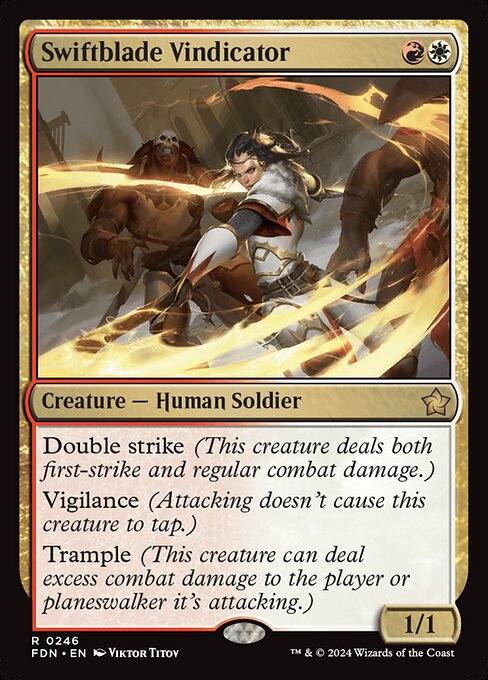 Swiftblade Vindicator card from the Foundations set