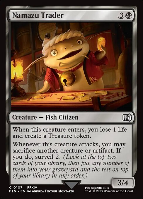 Foil Namazu Trader card from the Final Fantasy set