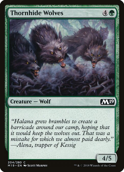 Thornhide Wolves card from the Core Set 2019 set