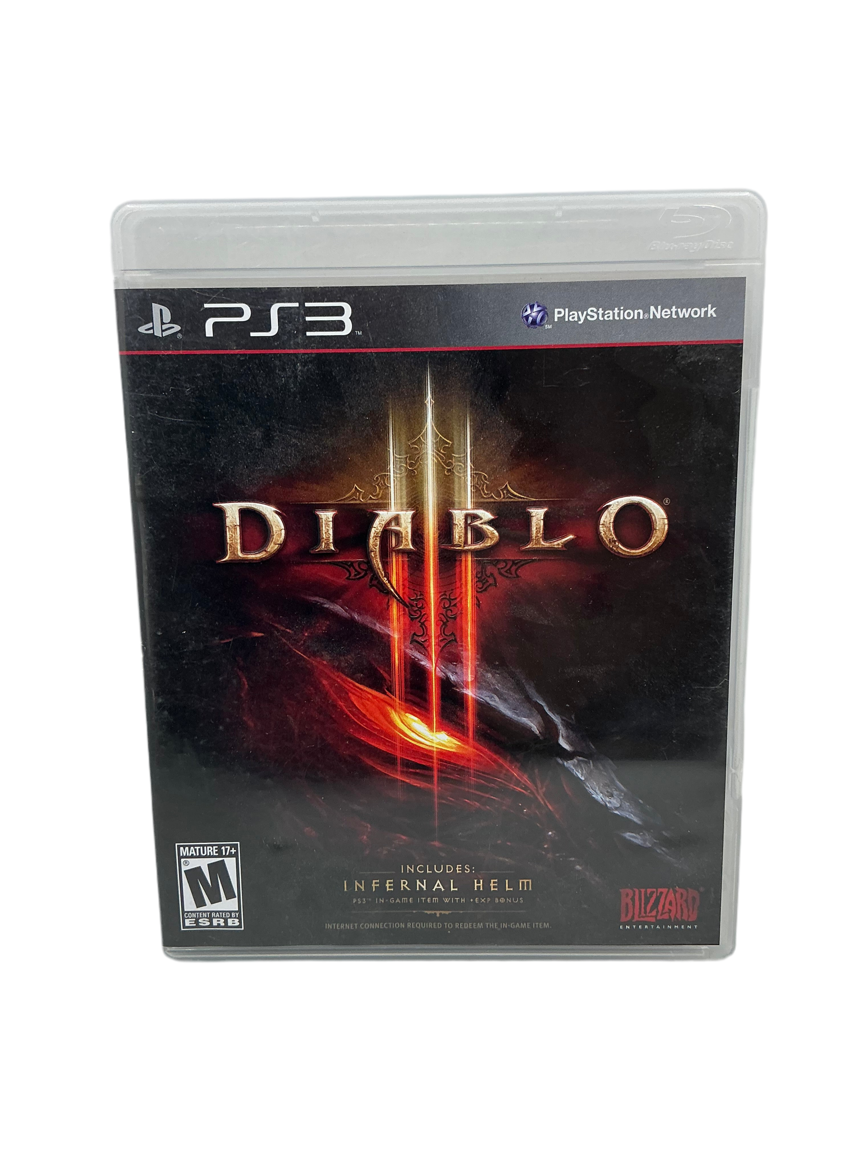 Front cover of Diablo 3 video game disc case for Playstation 3.