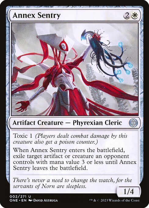 Annex Sentry card from the Phyrexia: All Will Be One set