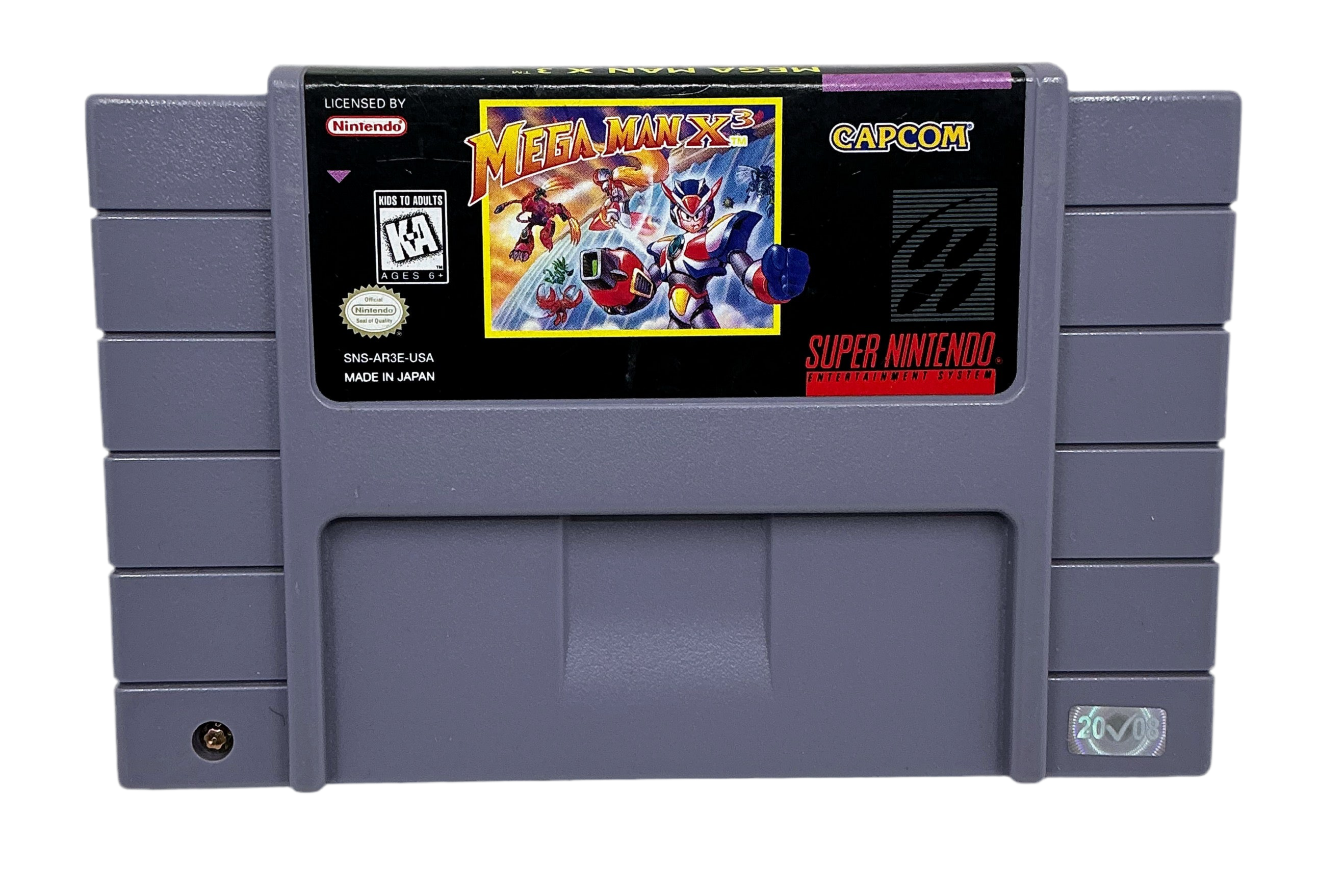Super Nintendo Entertainment System game cartridge with Mega Man X packaging