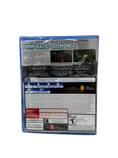 Back of Firewall Zero Hour game case for Playstation 4 on a transparent background.
