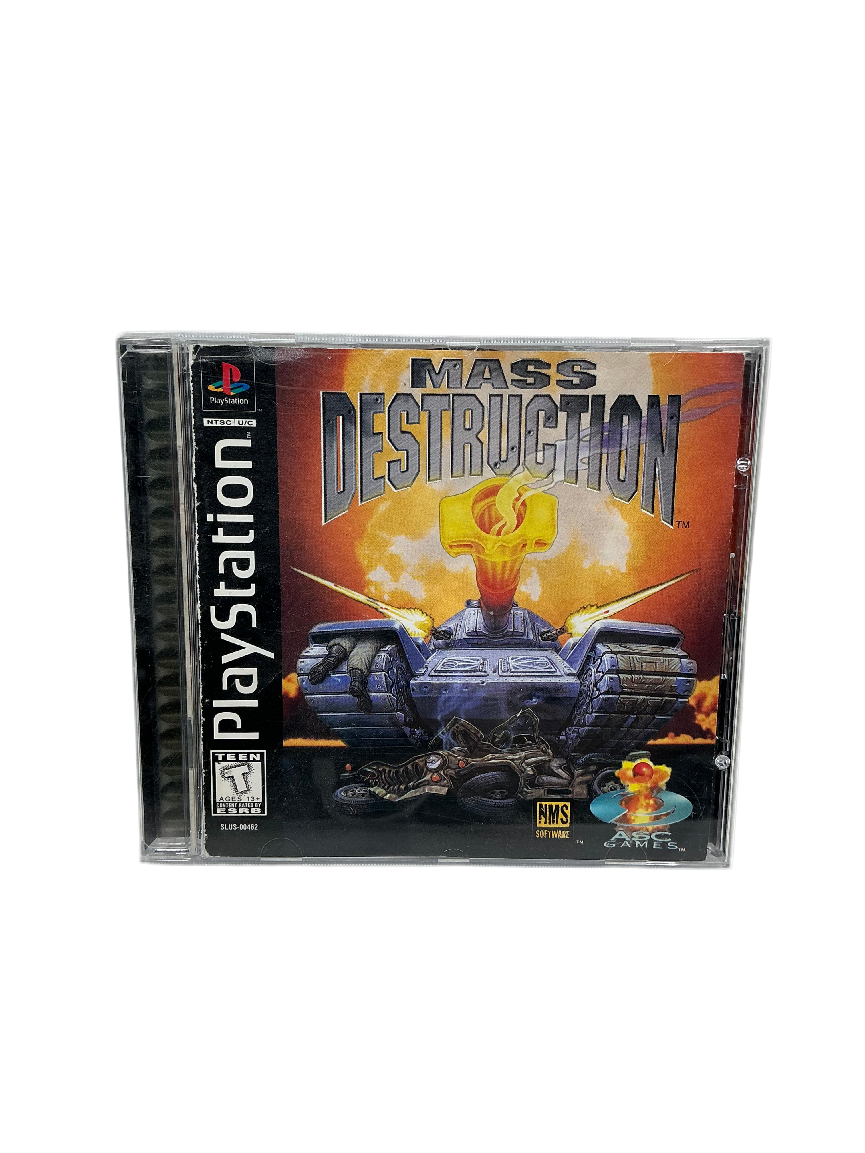 PlayStation game case titled 'Mass Destruction' on a white background