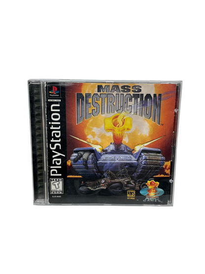 PlayStation game case titled 'Mass Destruction' on a white background