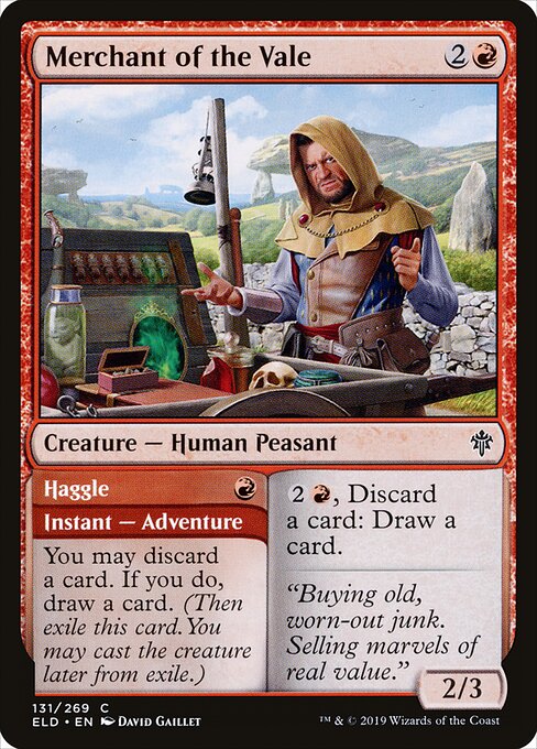 Merchant of the Vale // Haggle card from the Throne of Eldraine set