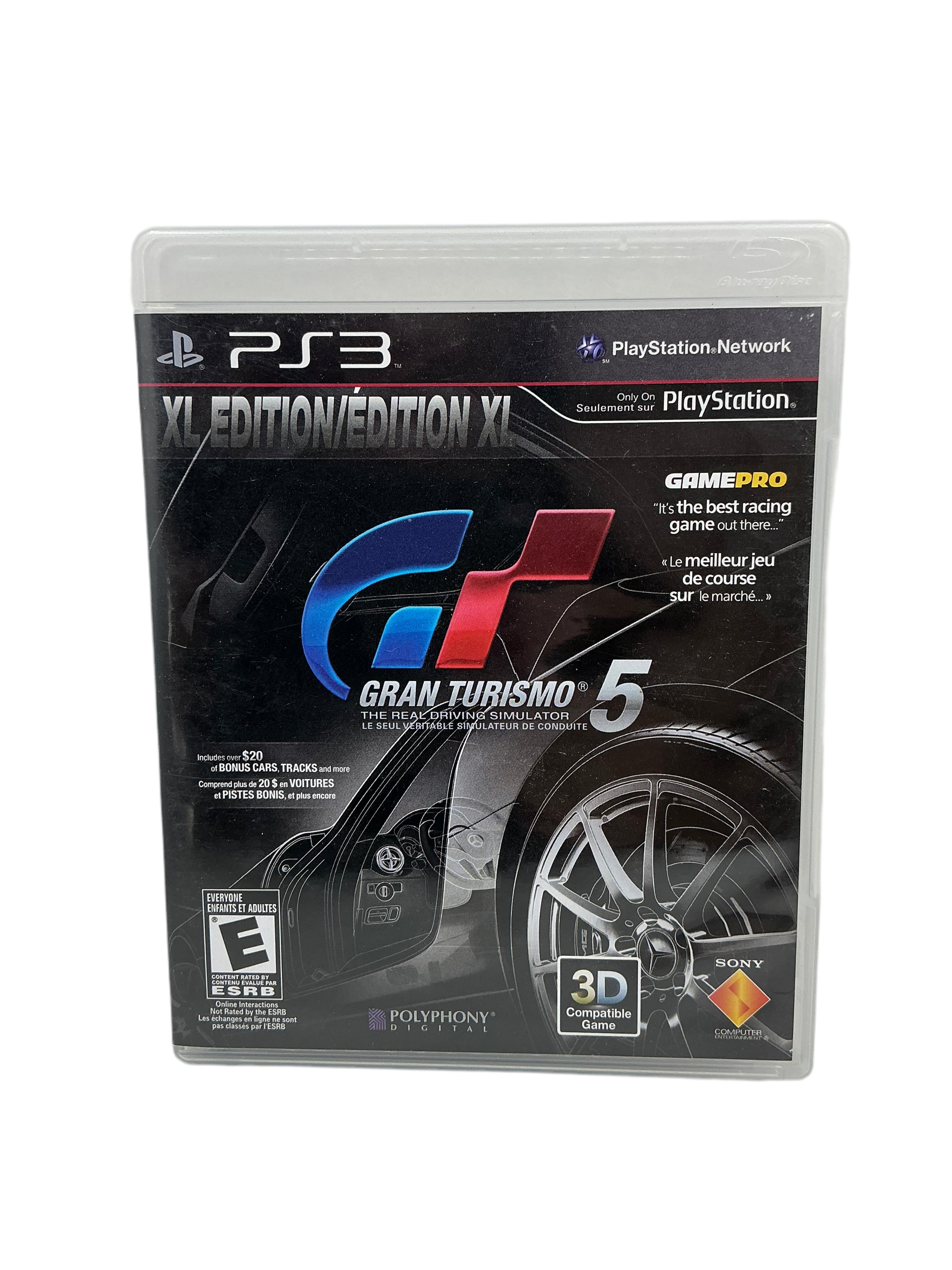 Front of Gran Turismo 5 game case for Playstation 3 on a transparent background.