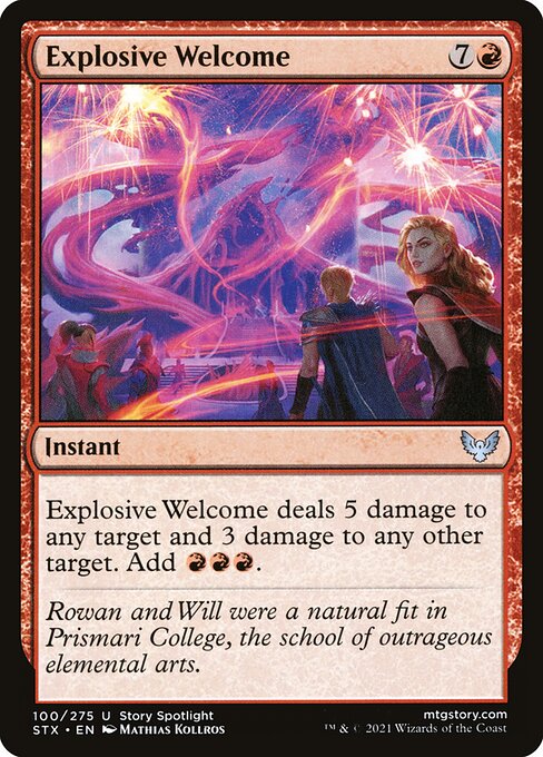 Foil Explosive Welcome card from the Strixhaven: School of Mages set