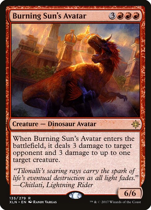 Burning Sun's Avatar card from the Ixalan set