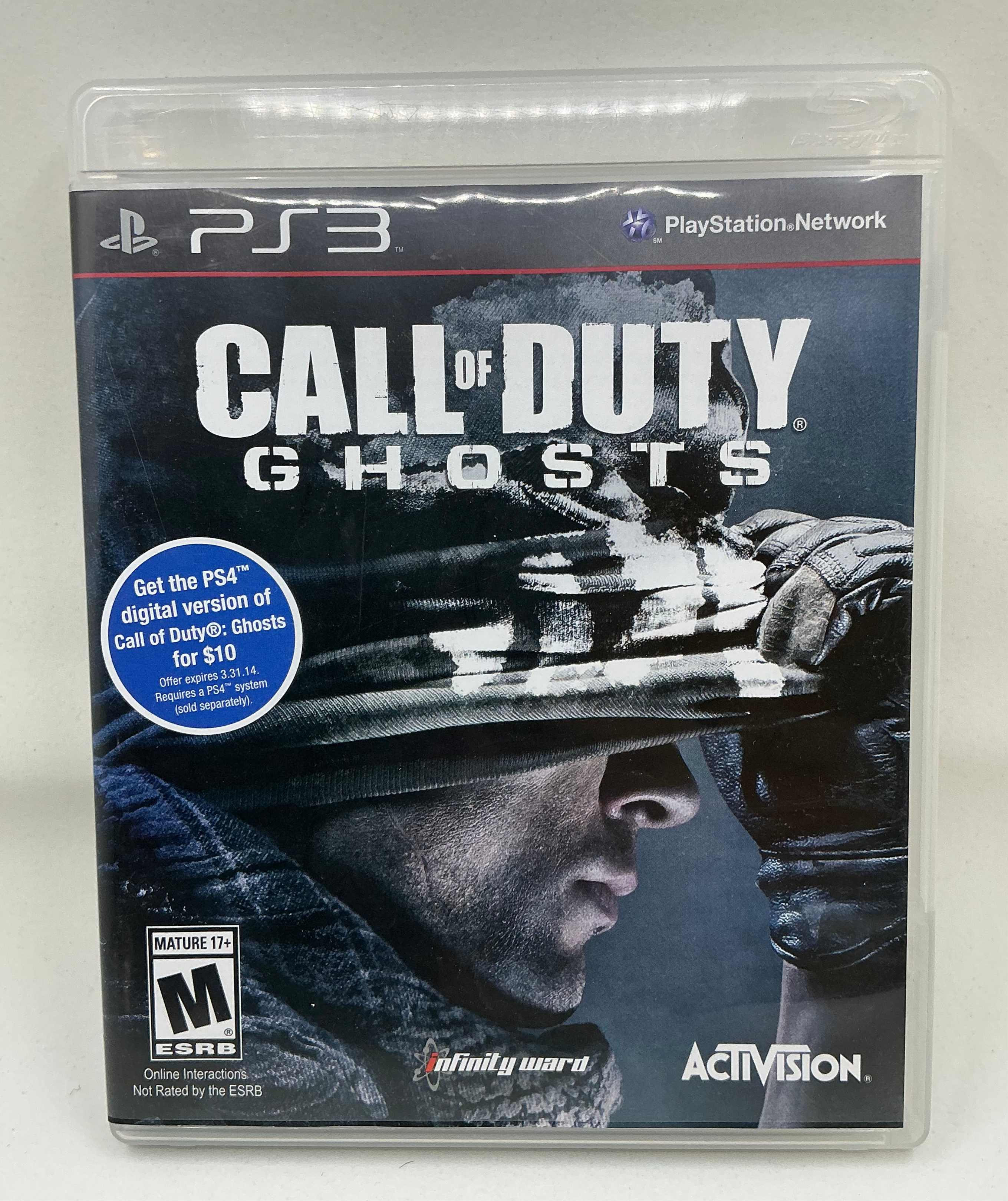 Call of Duty: Ghosts game case for PS3 on a white background
