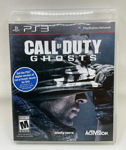 Call of Duty: Ghosts game case for PS3 on a white background