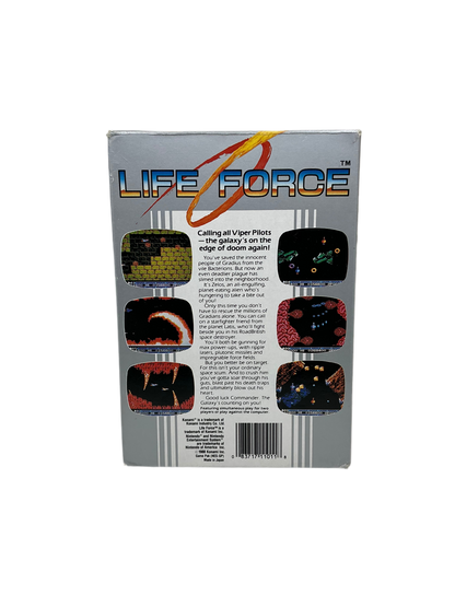 Back cover of Life Force cartridge box.