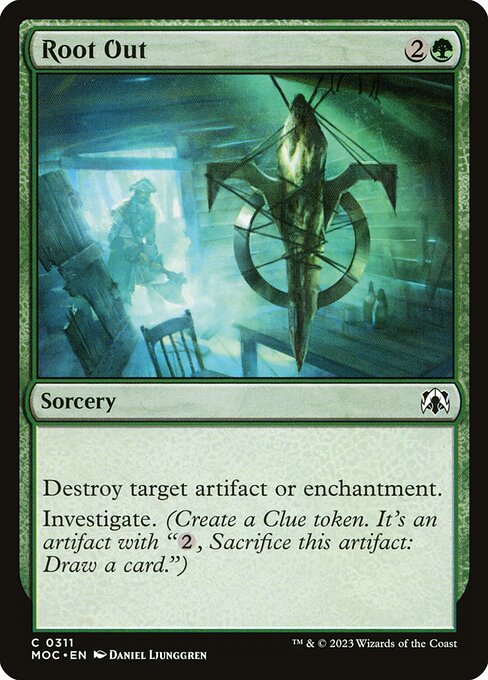 Root Out card from the March of the Machine Commander set