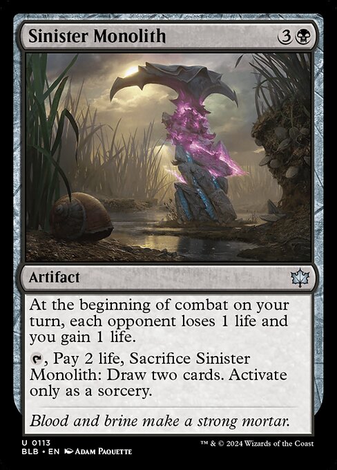 CAD Sinister Monolith card from the Bloomburrow set