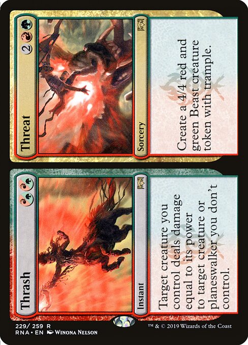Thrash // Threat card from the Ravnica Allegiance set