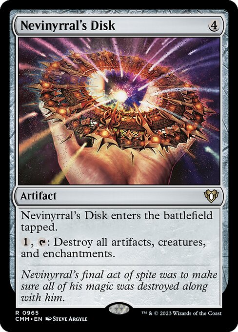 Nevinyrral's Disk card from the Commander Masters set