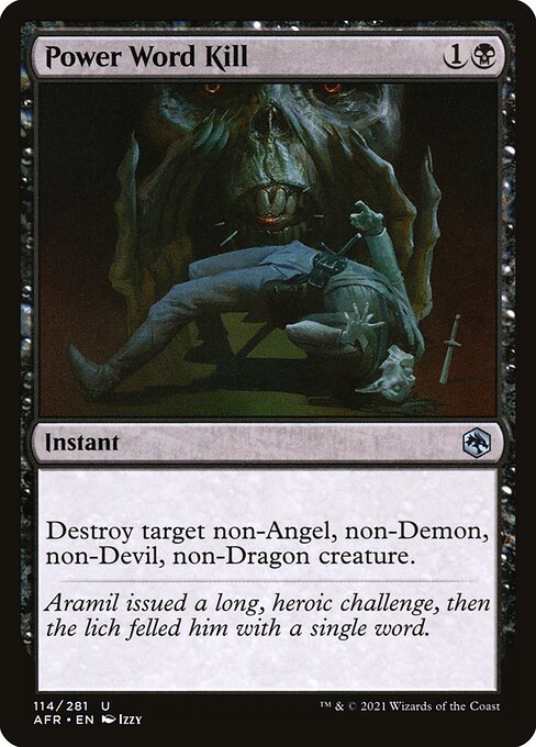 Power Word Kill card from the Adventures in the Forgotten Realms set