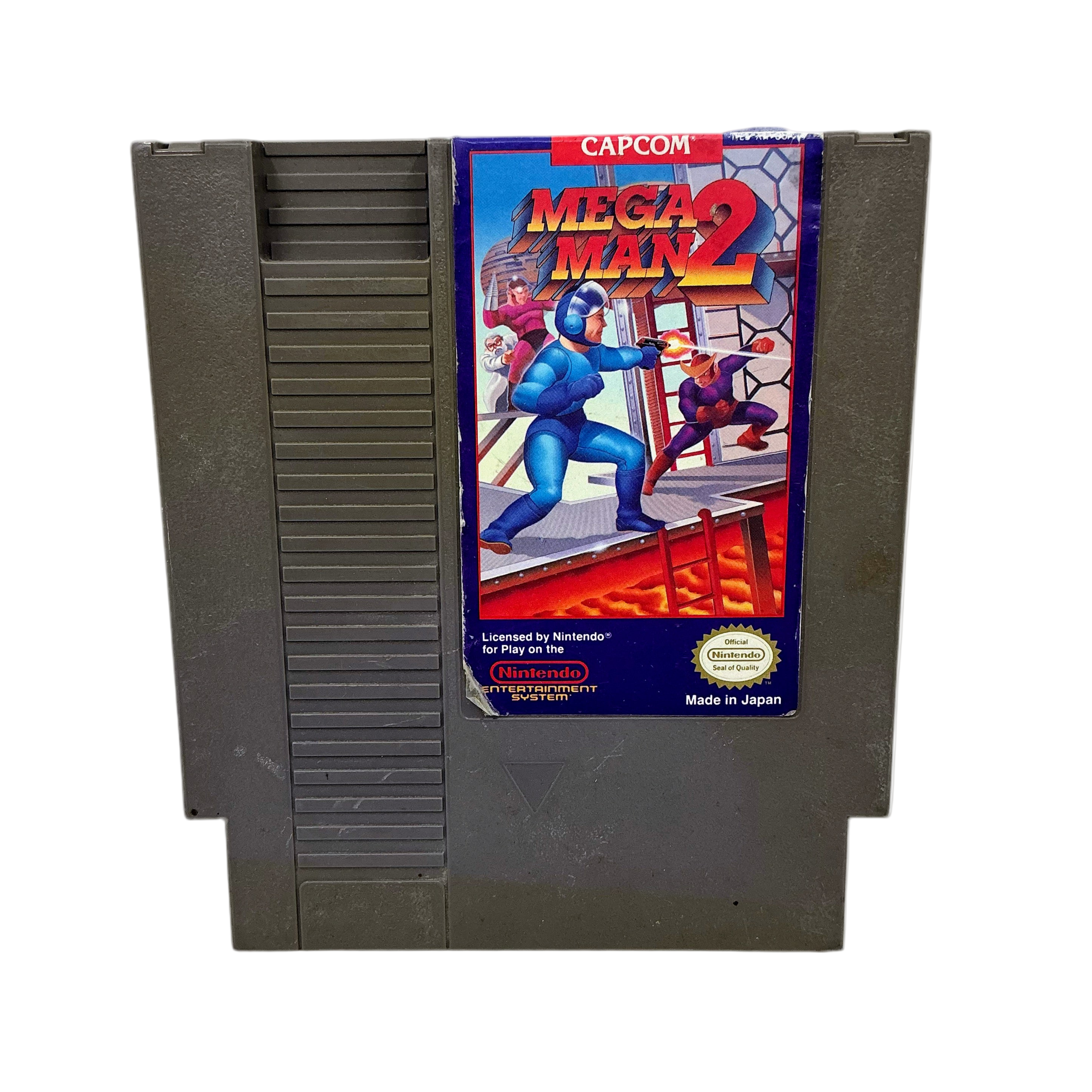 Mega Man 2 game cartridge for Nintendo Entertainment System on a white background
