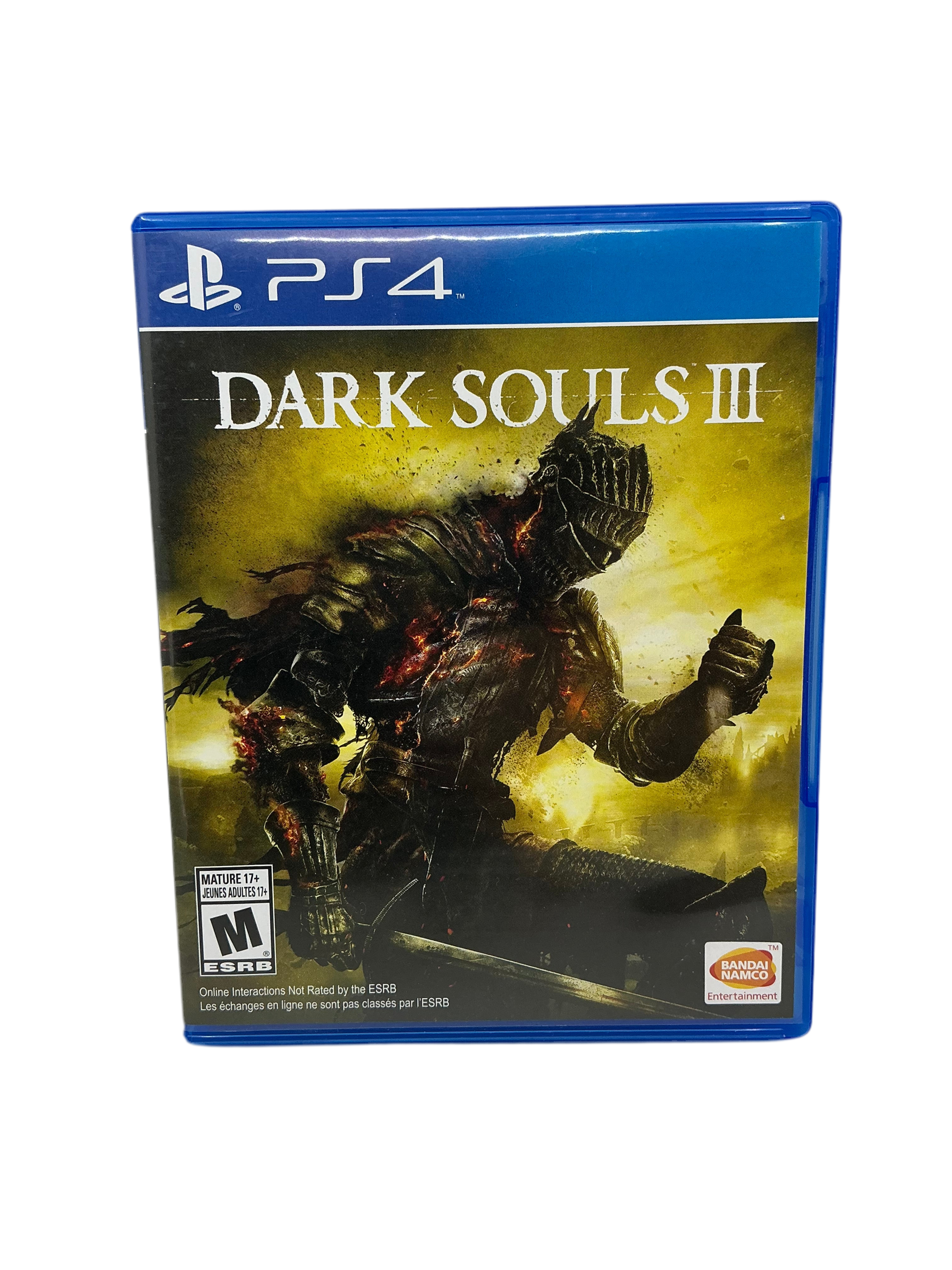 Front cover of PS4 case for Dark Souls III video game.