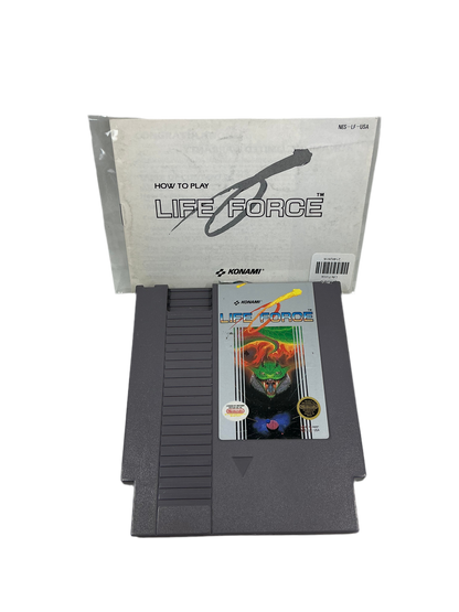Game cartridge and replacement manual for Life Force on Classic Nintendo. 