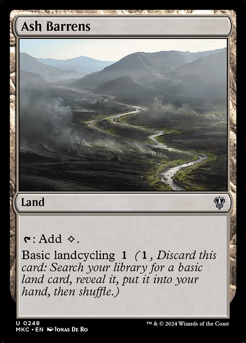Ash Barrens card from the Murders at Karlov Manor Commander set