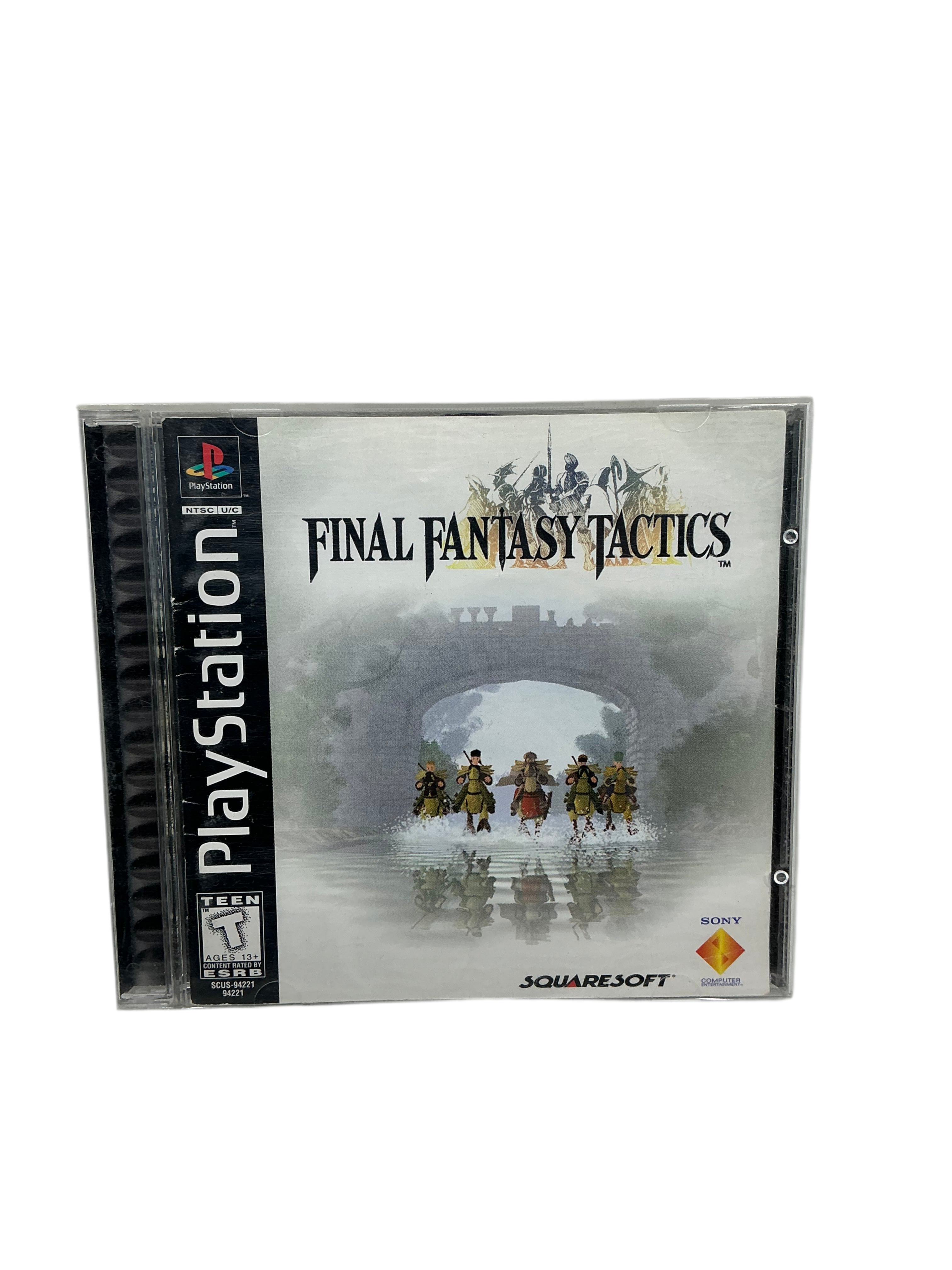 Front of Final Fantasy Tactics game case for Playstation on a transparent background.