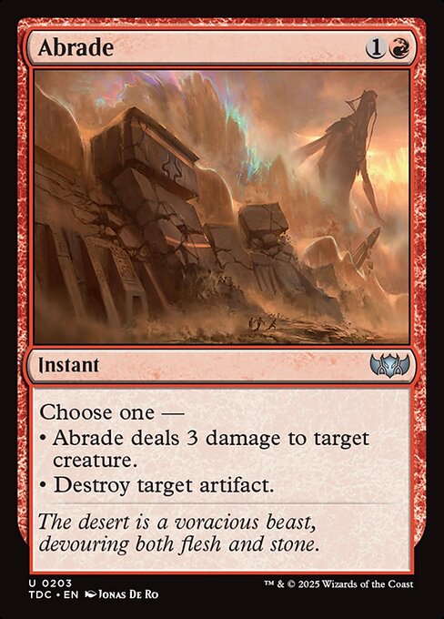 Abrade card from the Tarkir: Dragonstorm Commander set