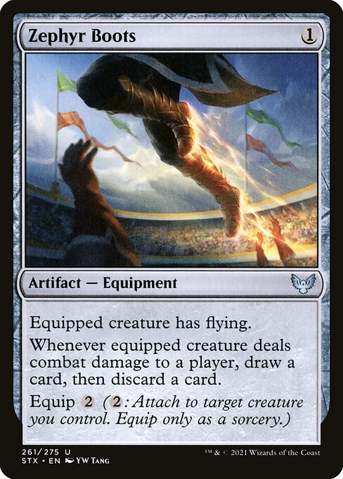  Foil Zephyr Boots card from the Strixhaven: School of Mages set