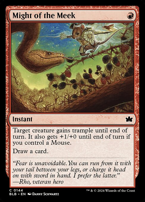 CAD Might of the Meek card from the Bloomburrow set