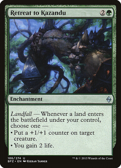 Retreat to Kazandu card from the Battle for Zendikar set
