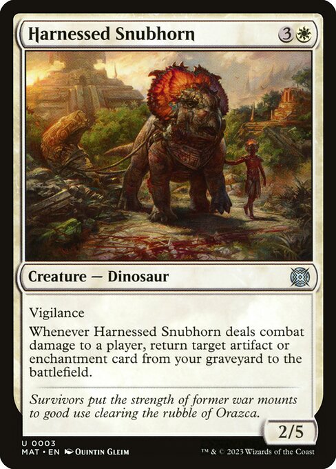 Harnessed Snubhorn card from the March of the Machine: The Aftermath set