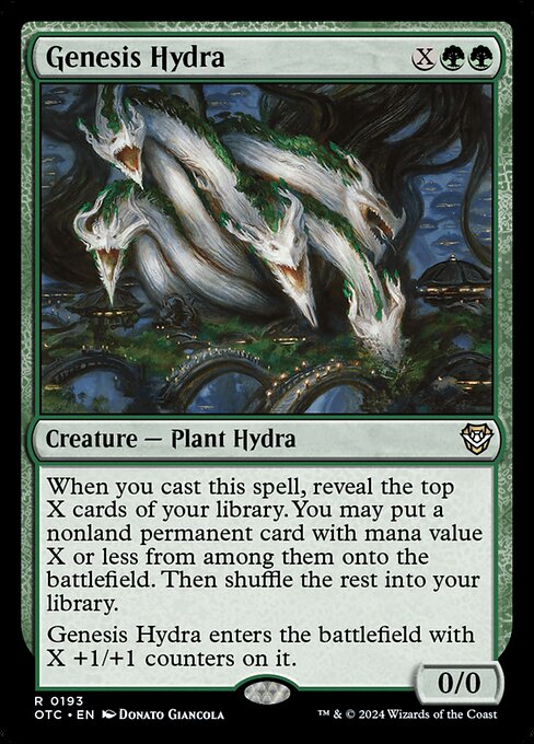 Genesis Hydra card from the Outlaws of Thunder Junction Commander set