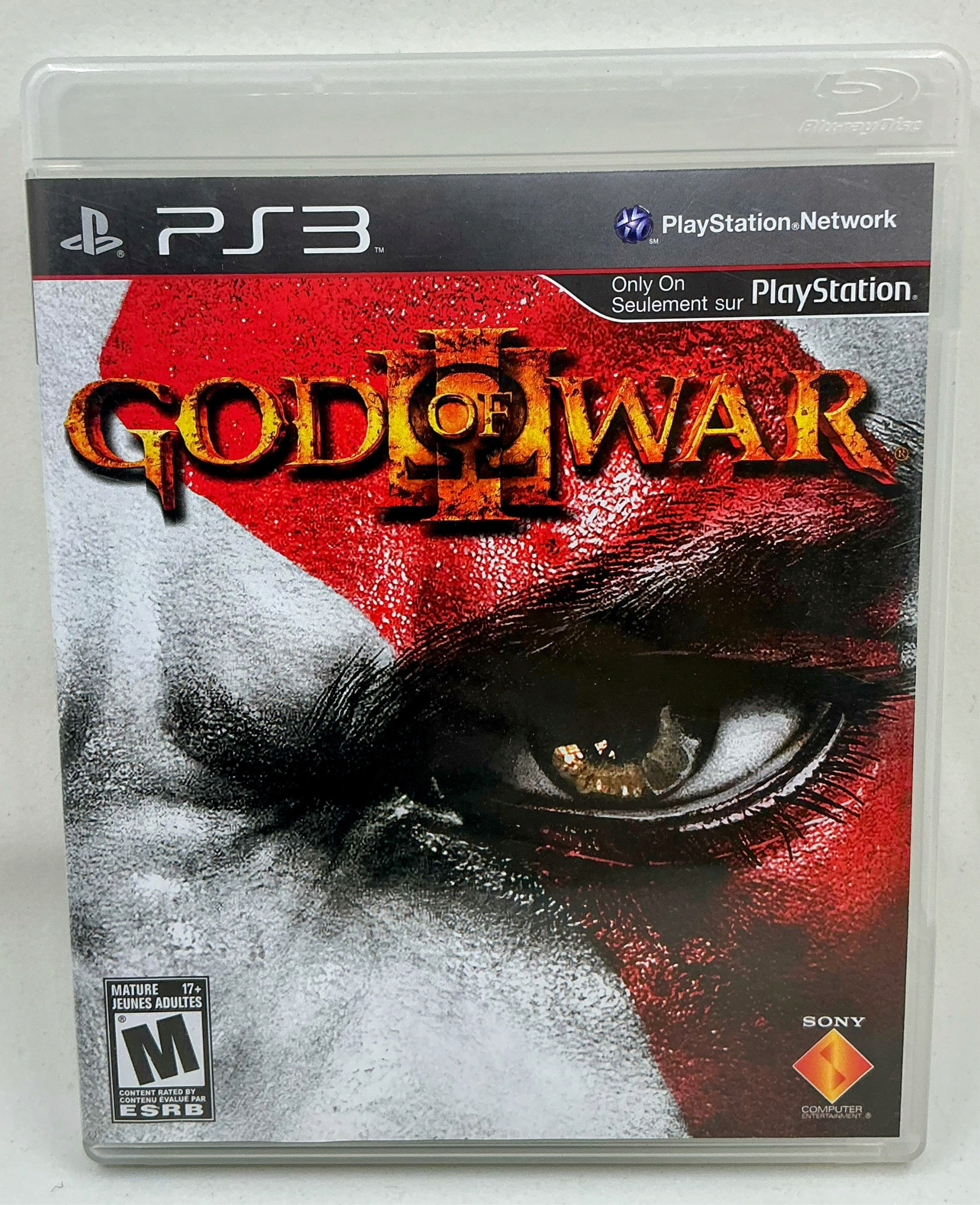 Front of God of War 3 game case for Playstation 3 on a white background.