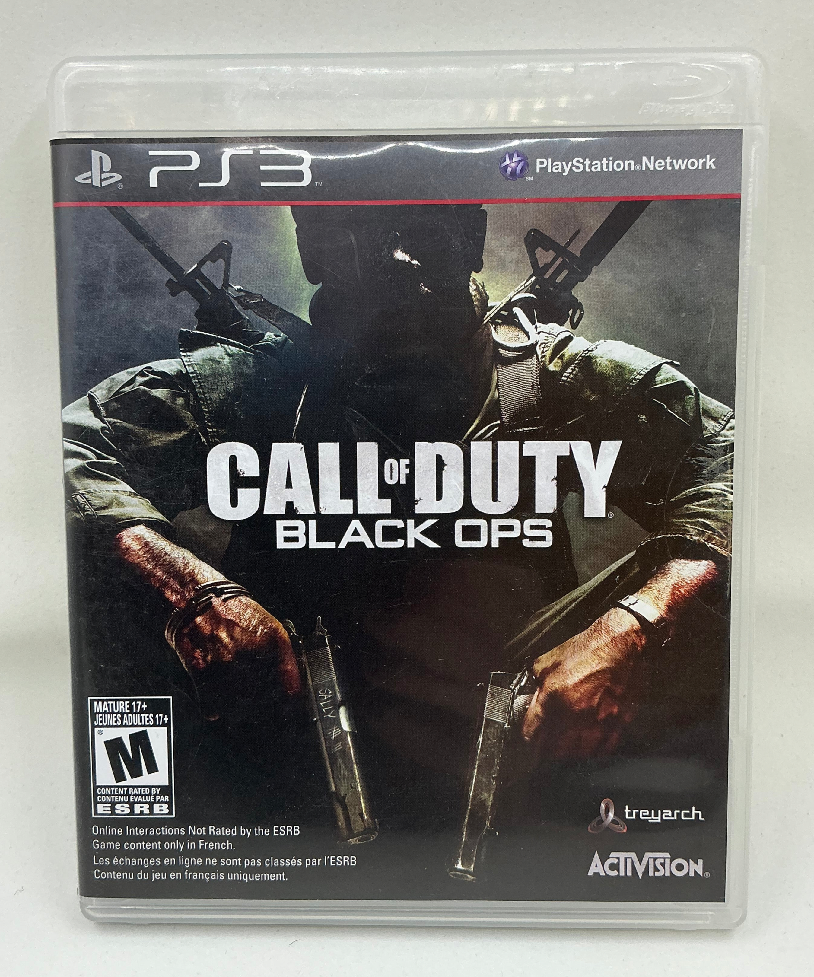 PlayStation 3 game case for 'Call of Duty: Black Ops' with a soldier holding a gun on a white background.