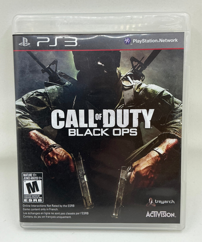 PlayStation 3 game case for 'Call of Duty: Black Ops' with a soldier holding a gun on a white background.