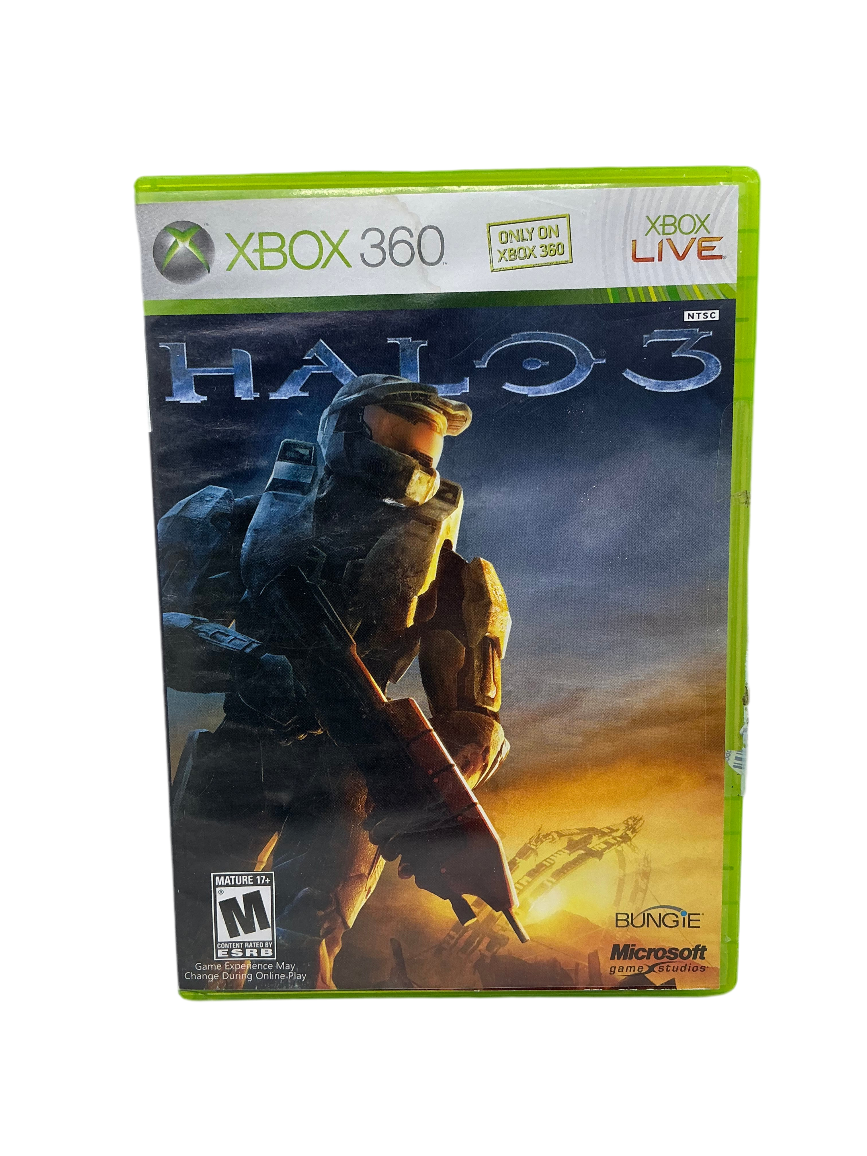 Front cover of Halo 3 game case for XBox 360 on a transparent background.
