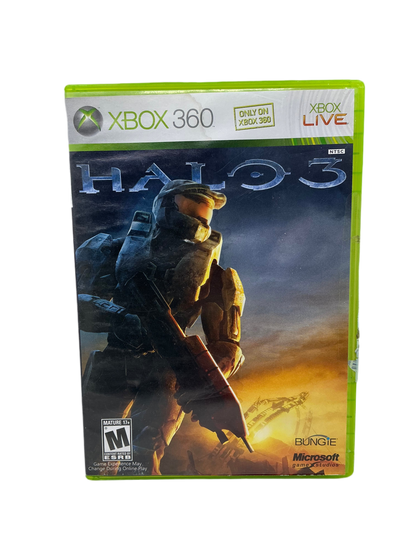 Front cover of Halo 3 game case for XBox 360 on a transparent background.