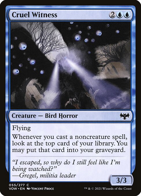 CAD Cruel Witness card from the Innistrad: Crimson Vow set