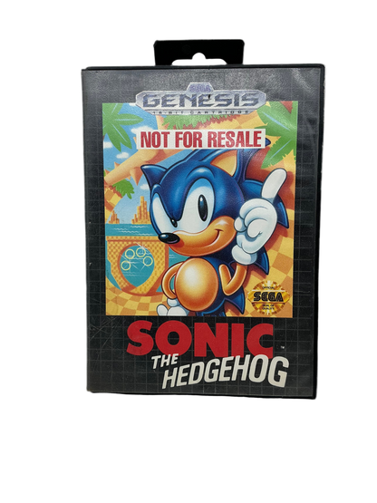 Sonic the Hedgehog game cartridge for Sega Genesis on a white background
