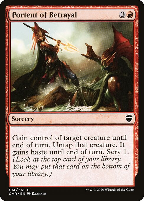 Portent of Betrayal card from the Commander Legends set