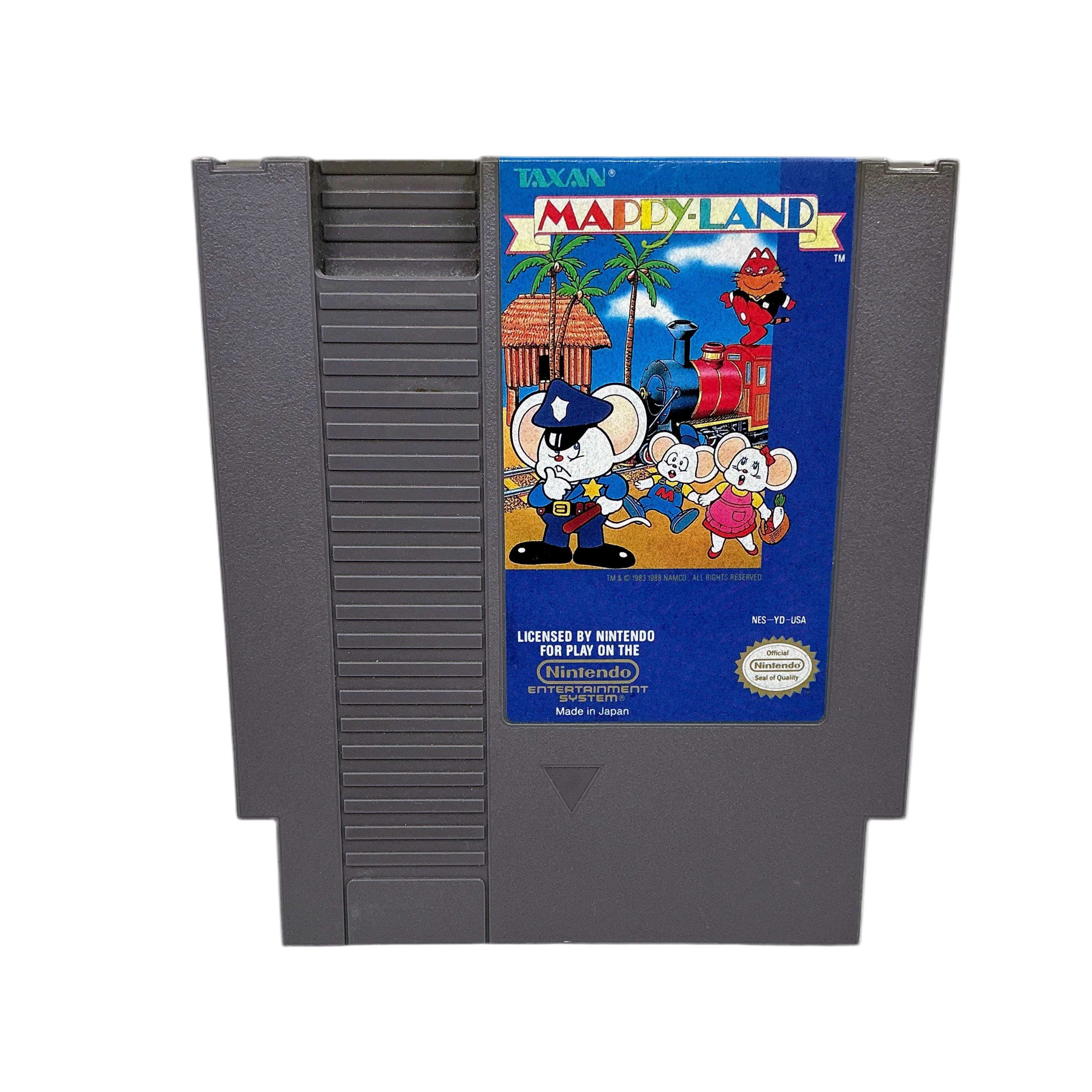 Nintendo Entertainment System game cartridge with 'Maddy Land' packaging on a white background