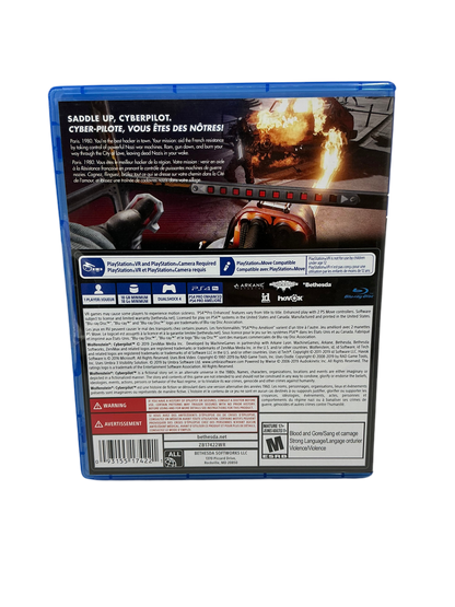 Back cover of Wolfenstein: Cyberpilot disc with game graphics and text