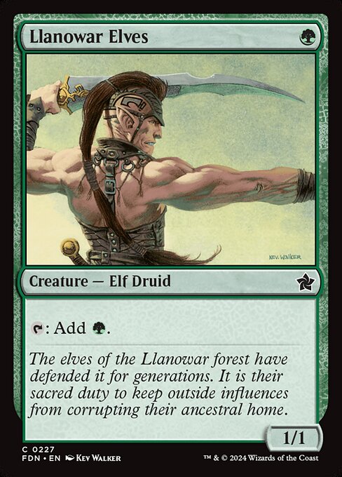 Llanowar Elves card from the Foundations set