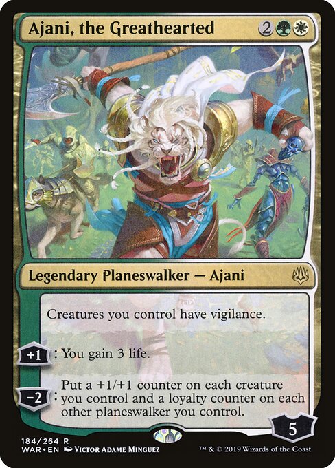 Ajani, the Greathearted card from the War of the Spark set
